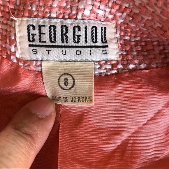 Vintage GEORGIOU Studio Three Button Closure Tweed Wool Blend Notched Lapel Sz 8 - Picture 6 of 16